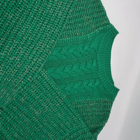 Cable Knit Chunky Oversized Sweater Green Cream Accent Acrylic Noisy May - Picture 7 of 13